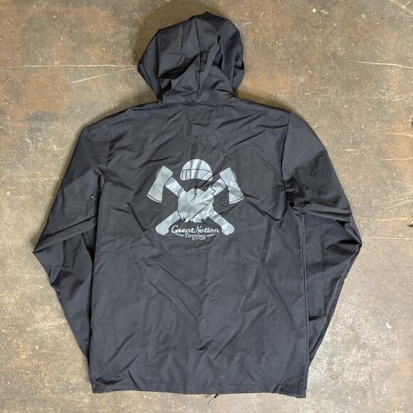 Great Notion Brewing Jacket Mens Snap Button Black M Nylon Hoodie Portland PDX - Picture 2 of 7